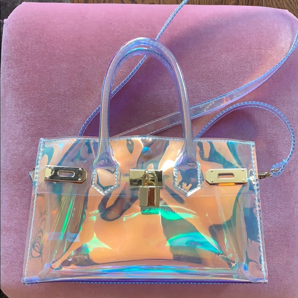 Holographic reflective mini bag with a strap